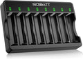 Smart 8 Bay AA AAA Battery Charger, Over-Discharge Damage Repair, USB Type-C Fast Charging for Ni-MH Ni-CD Rechargeable Batteries