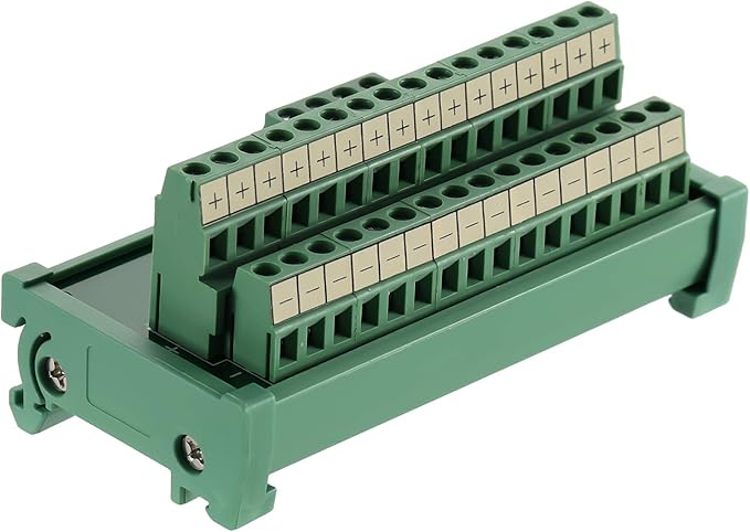 ANMBEST 2 in 16 Out Terminal Blocks Module, 25A DIN Rail and Panel Mounting Power Distribution Breakout Board for PLC Servo Power Amplifier