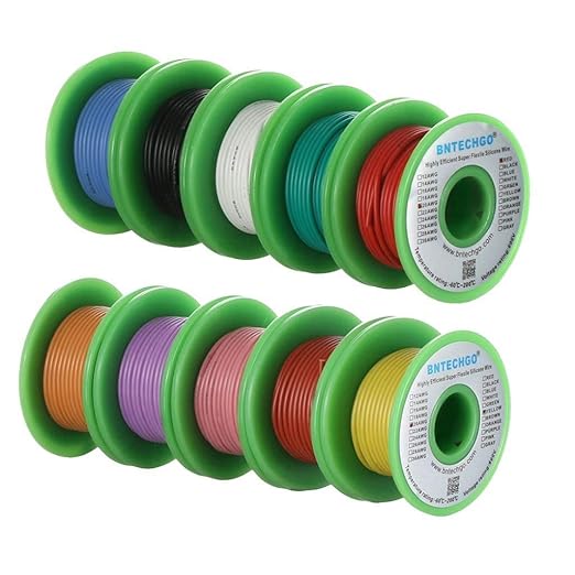 BNTECHGO 20 Gauge Silicone Wire Kit 10 Color Each 50 ft Flexible 20 AWG Stranded Tinned Copper Wire