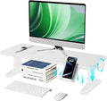 NIFBANG Computer Monitor Stand Riser for Desk,4.5-6.3 Inches Freely Height Adjustable with Cellphone Holder,Multi-Purpose Desktop Organizer Monitor Stands Riser for Computer,Laptop,Printer,TV (White)