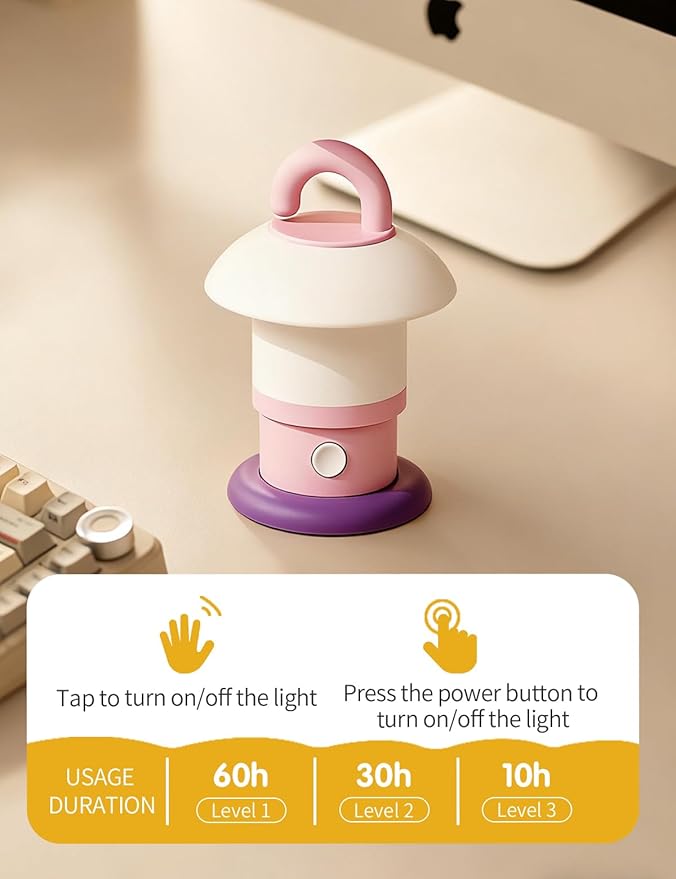 Sgohevn LED Night Light for Bedroom - Tap Control Table Lamp with 3 Brightness Levels, USB Rechargeable & Battery Powered Bedside Lamp for Kids and Nursery Christmas Gifts for Birthday