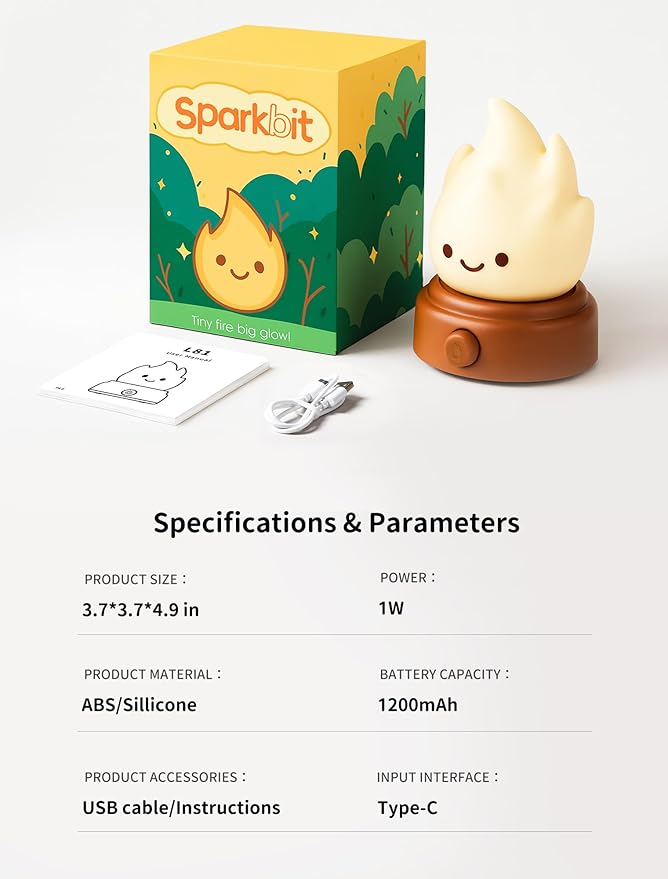 2026 Upgrade Campfire Night Light with White Noise, Portable Desk Lamp, Cute Silicone Flame Lights, Flameless Candles Lamps for Indoor Outdoor Table Decor, Funny Lamp Gifts for Kids Boys Girls