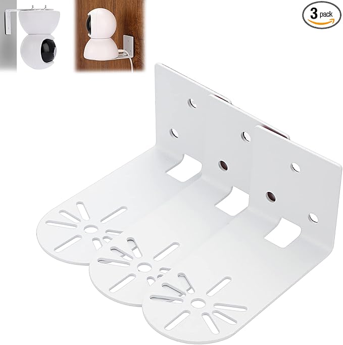 Sumnacon 3PCS Wall Mount Camera Shelf- Metal Small Wall Shelf with Adhesive,Universal Small Floating Shelf for Security Cameras, Speakers,White