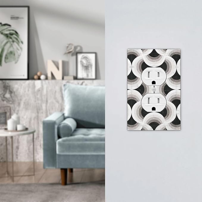 Bvtewkhz Black/White Art Marble Duplex Outlet Decorative Light Switch Covers Electrical Faceplate Switch Plates for Bathroom Kitchen Home