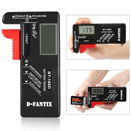 D-FantiX Digital Battery Tester, Universal Battery Checker Household Battery Testers for AAA AA C D 9V 1.5V Small Batteries Button Cell (Model: BT-168D)