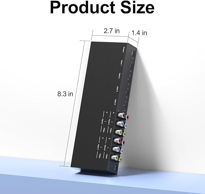 ZUZONG 4 AV to HDMI Converter + 4 HDMI2.0 Switcher(2 in 1) 4 Way RCA Composite to HDMI Adapter Support 4:3/16:9 Switching for N64 NGC WII Xbox PS2/3/4/5 DVD Xbox Series/ONE Switch/OLED