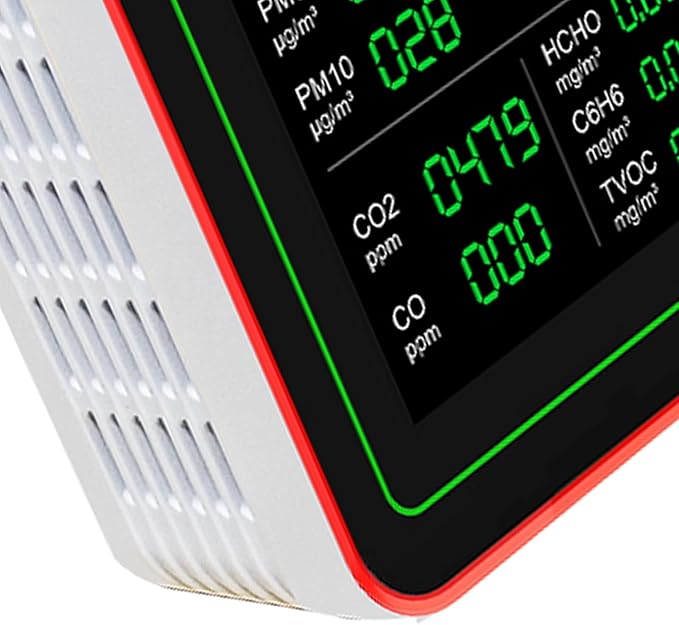 Air Quality Meter 18 in 1 Portable Battery Powered Indoor Air Quality Monitor with CO2 TVOC HCHO PM2.5 PM10 Temp Humidity Detection Data Storage for Home Office School