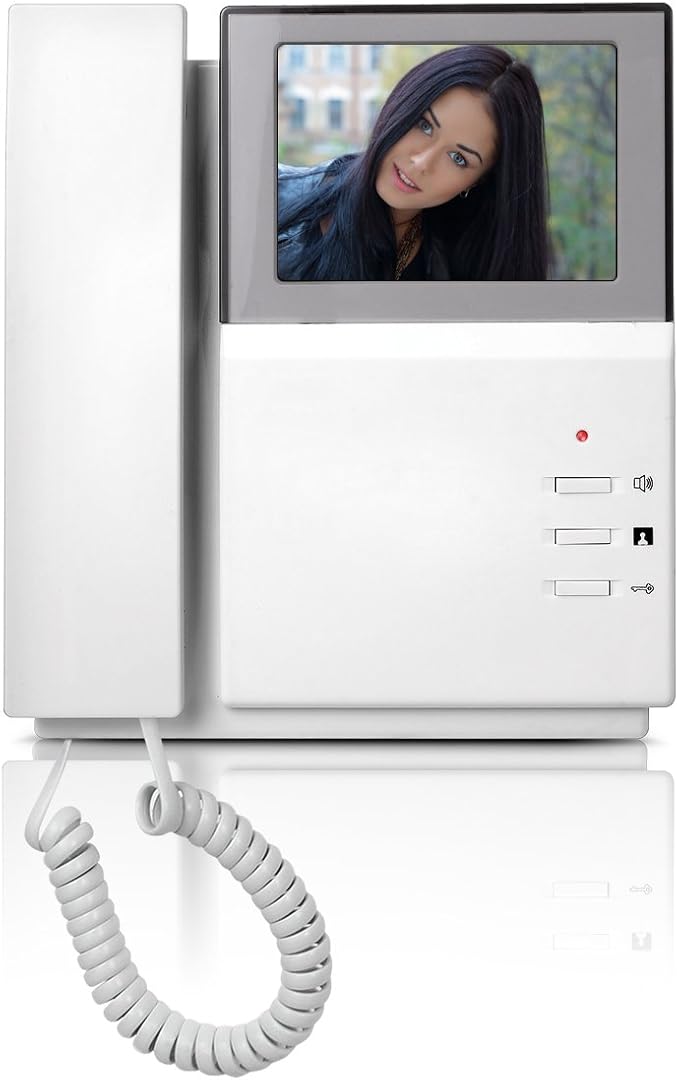 AMOCAM Wired Video Intercom Doorbell System 4.3 Inches HD LCD 2- Monitor Video Door Phone Bell Kits IR Night Vision Indoor Outdoor Camera DoorBell Intercom Doorphone Telephone Style 1V2
