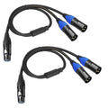 Smithok 2pack XLR Y Splitter Cable,Female to Dual Male Y Cable (XLR Splitter 1 Female to 2 Male),Balanced Microphone Splitter Cord Audio Adaptor - 1.6ft /0.5m