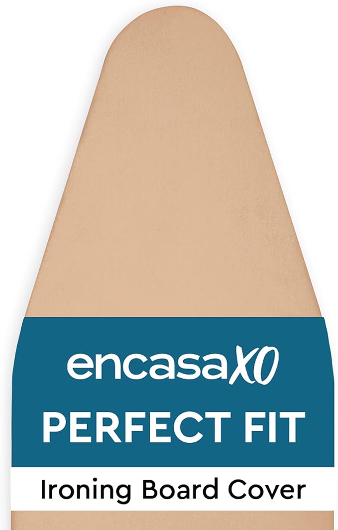 Encasa XO Ironing Board Cover and Pad 42"x14" - 4mm Felt Medium Iron Board Cover with Padding - Heat Resistant, Stain-Safe Dye, Non Slip Elastic Bungee Cord Tightening Iron Table Cover Light Beige