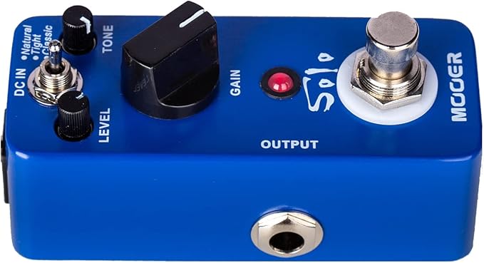 MOOER Solo distortion guitar pedal, high gain distortion, 3 modes, natural/tight/classic, True Bypass, with adjustable tone and volume.