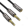 J&D 1/8 Inch TRS Stereo Y Splitter Cable, Gold Plated Copper Shell 3.5mm Female to Dual Male Adapter, Only Suitable for Switching, 0.65 Feet