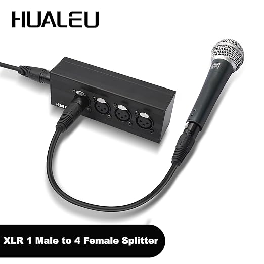 HUALEU 3Pin XLR 1 Male to 4 Female Splitter,4WAY XLR Four-Input and one-Output Parallel Connection Adapter,Four Microphone inputs Converted to one Output,4 in to 1 Out Aduio Splitter