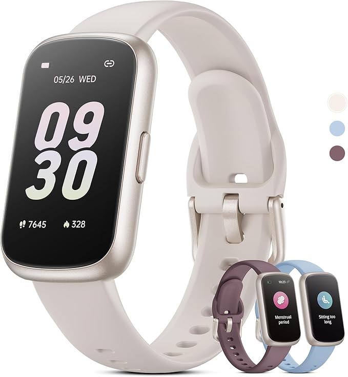 TIFOZEN Health Fitness Tracker Smart Watch with 24/7 Heart Rate, Blood Oxygen, Sleep Tracker, Pedometer, 3 Colorful Bands & 3ATM Waterproof Activity Tracker with Step Calorie Counter, Starlight