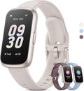 TIFOZEN Health Fitness Tracker Smart Watch with 24/7 Heart Rate, Blood Oxygen, Sleep Tracker, Pedometer, 3 Colorful Bands & 3ATM Waterproof Activity Tracker with Step Calorie Counter, Starlight