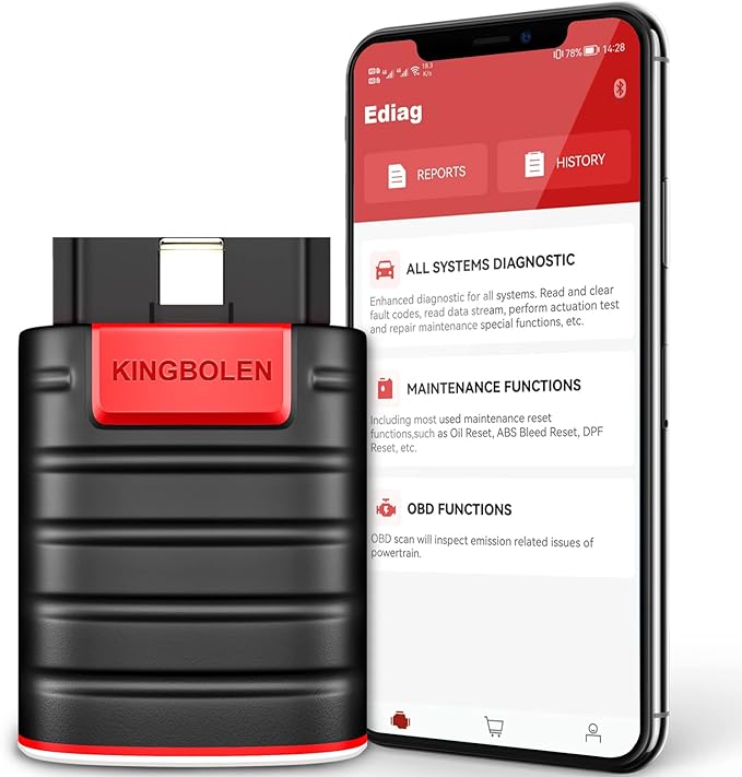 KINGBOLEN Ediag OBD2 Scanner Bluetooth, Bidirectional Scanner All System Diagnostic Tool for iOS & Android, Active Test,15+ Reset Function, FCA AutoAuth, 1 Year Update