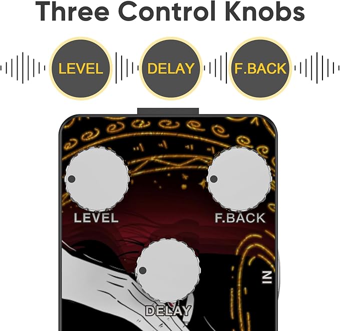 Sofadio Guitar Delay Pedal, True Bypass DC 9V Mini Single Nano Effect Pedals for Electric Guitars