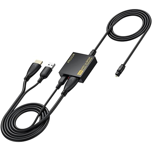 PROZOR eARC/ARC to Optical Audio Extractor, Enhanced eARC Audio Converter Supports Dolby/DTS 5.1, 192KHz HDMI eARC/ARC to Optical Toslink Adapter for TV to Soundbar Amplifier Home Theater