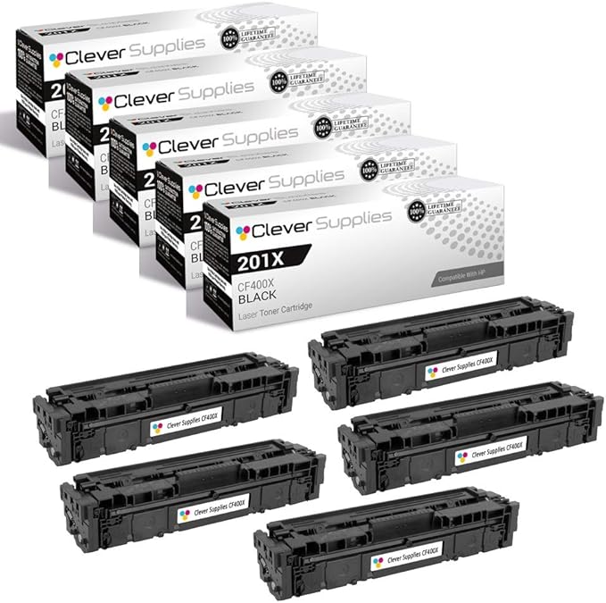 CS Replacement Toner Cartridge Compatible with HP 201X CF400X Black Color Pro MFP M277n Pro M252 Pro M252dw Pro MFP M277 Pro M277dw 5 Set