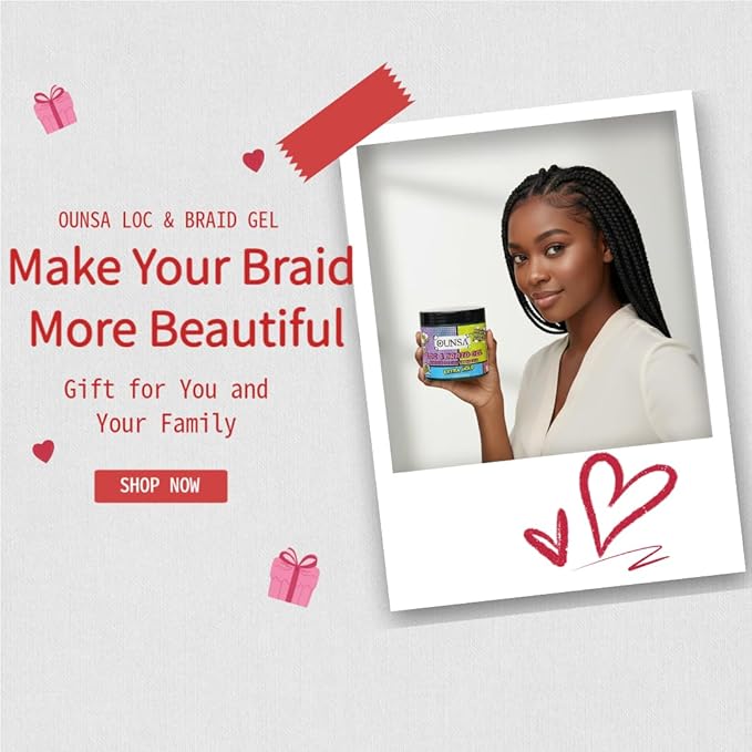 OUNSA Braid Gel for 4C Hair (16oz) - Extreme Hold Braiding Hair Gel, Edge Control, No Flaking, Non-Greasy & Tames Frizz - Loc Gel for All Hair Types 16oz