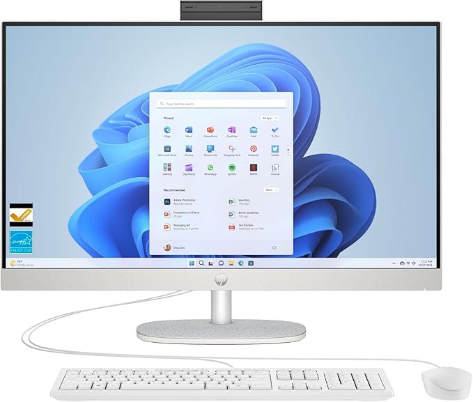 HP 27 FHD AIO PC (Intel 12-Core Ultra 7 255U, 64GB DDR5 RAM, 2TB SSD + ext 256GB SSD Dock, MS Office 2021, W11 Pro, HDMI, RJ45, WiFi 6, FHD Webcam, Wireless KB+Mouse) - All in One Business Desktop