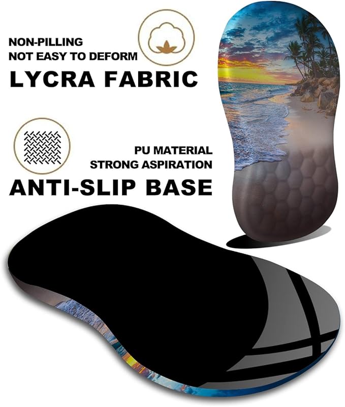KUOSGM Mouse Pad Wrist Support, Ergonomic Mouse Pad with Massage Dot, Comfortable Computer Mouse Pad for Laptop, Wrist Rest Pain Relief Mousepad with Non-Slip PU Base for Office & Home, 12 x 8 in