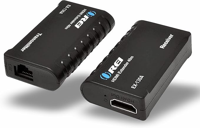 OREI HDMI Over Ethernet Extender– HDMI 1.4 with 1080p@60Hz Resolution, Power Over Cable - HDMI Over CAT6 Extension Up to 131 feet (EX-130A)