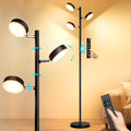 Benaep Tree Floor Lamp for Living Room - Modern Black Standing Lamp, LED Floor Light with Remote & Touch, 3000K-6000K Dimmable for Bedroom Office Reading (3 Head)