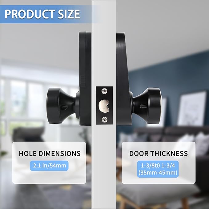 JESSTTI Electronic Door Lock with Touchscreens,Door Locks for Front Door, Electronic Door Knob with/IC Card/Password/Key,Digital Door Lock with Keypad