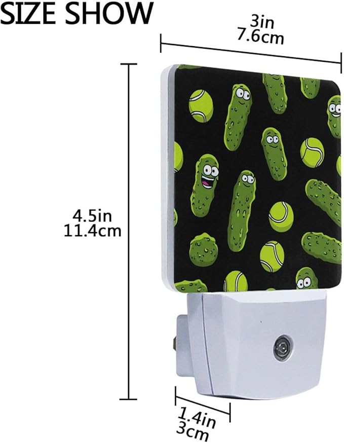 Pigsaly Led Night Light Cartoon Pickle Ball Night Light Plug in Wall Lamp Smart Dusk to Dawn Sensor Nightlight Led Lamp Energy Saving Lights Gift for Kids Room Bedroom Bathroom Hallway