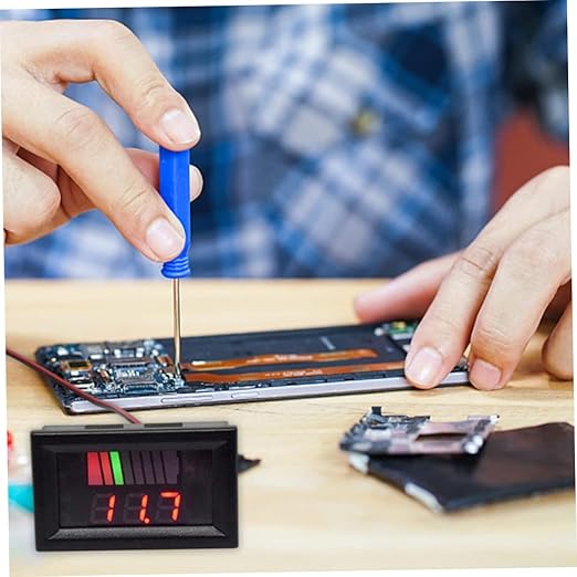 Battery Charge Level Indicator Universal Car Battery Capacity Meter Tester Checker 12V-60V Red Car Tester Motorcycle Checker Capacity Meter