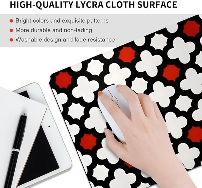 Red Lattice Tile High Contrast Square Mouse pad, Texture, Waterproof, Anti Slip Rubber Base, Computer Mouse pad, Laptop Mouse pad