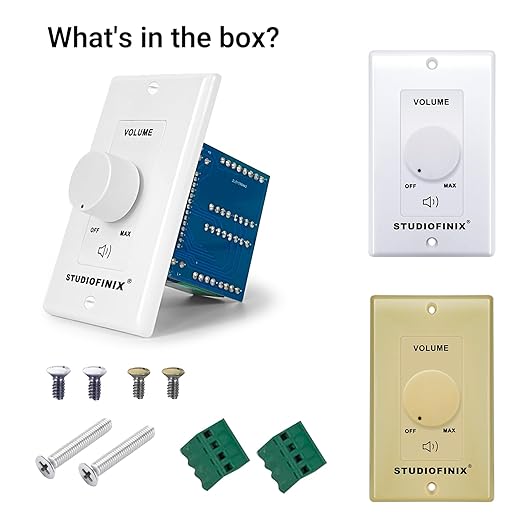 STUDIOFINIX 100W in Wall Volume Control Knob Matching Impedance - Home Audio Smart Speaker Stereo Controller Switch for Home Theater Indoor/Outdoor Remote Speakers