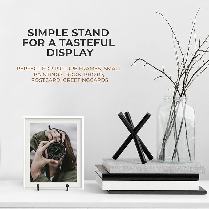 TR-LIFE 4 Pack 3 Inch Small Display Stands - Plate Holder Stand for Picture Frame, Book, Photo Easel (Black)
