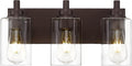 METWET 3-Light Bathroom Light Fixtures, Modern Vanity Light with Cylinder Clear Glass Shade, Vanity Lighting Fixtures Over Mirror, Oil Rubbed Bronze, VL143-ORB-3