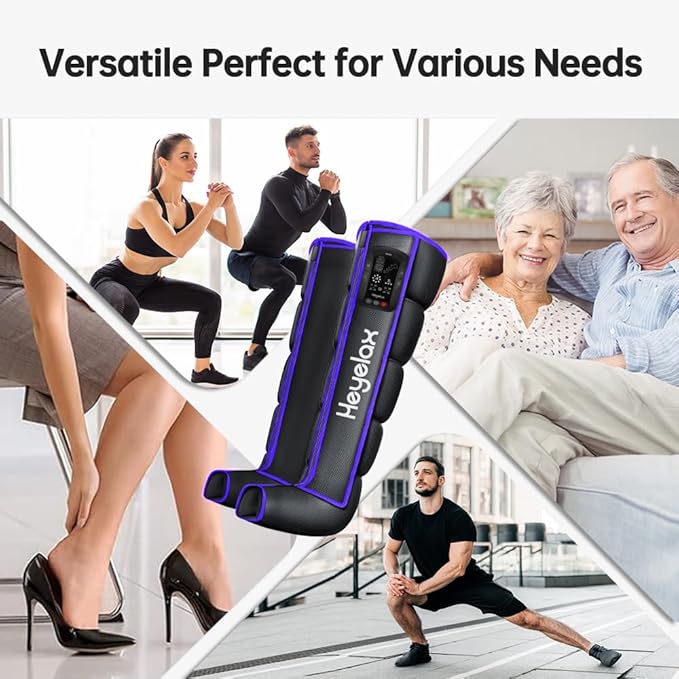 Heyelax Leg Compression Massager for Circulation and Pain Relief FSA, Recovery Boots Sleeve for Fast Therapy, Cordless Leg Massager with Heat as Ideal Gifts for Men Women (Large1-Pack)