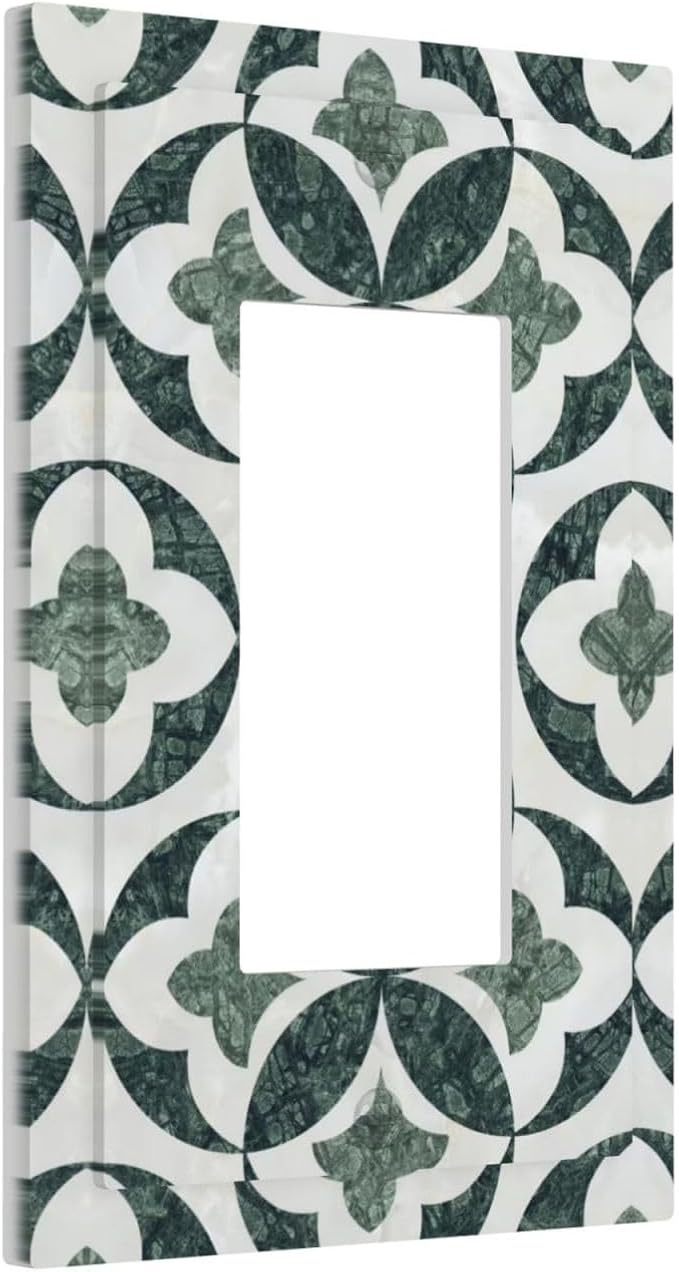 Bvtewkhz Green Luxury Modern Cubic Marble 1 Gang Single Rocker Decorative Light Switch Covers Electrical Faceplate Switch Plates for Bathroom Kitchen Home