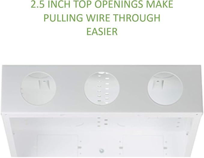 Legrand - OnQ 28 Inch Cable Management, In-Wall 20-Gauge Media Box, Structured Wiring Enclosure with 2.5 Inch Openings for Wires, Includes Cover Mounting Hardware, White, EN2800