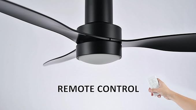 SMAAIR Ceiling Fan with Light and Remote Control 52 Inch, Flush Mount Ceiling Fans with Lights, Reversible, Noiseless DC Motors, Dimmable, Indoor Ceiling Fan for Bedroom, Living Room, Black