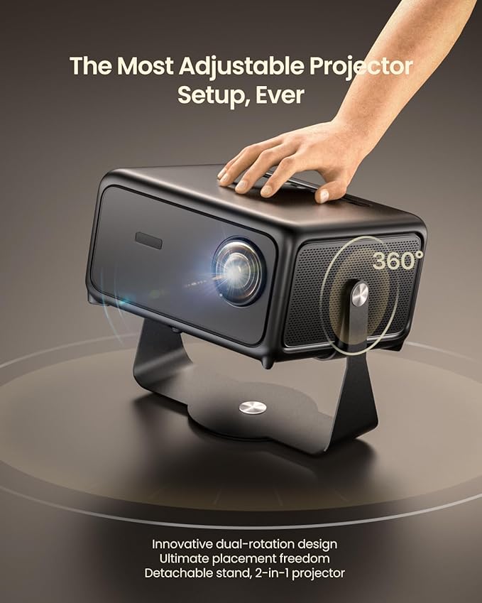 4K Projector with WiFi and Bluetooth, Home Theater 1500 ANSI Lumen Movie Projector,30W Dolby Audio, Licensed Apps Smart Projector,Auto Focus/Keystone,MEMC,360° Adjustable Swivel Stand