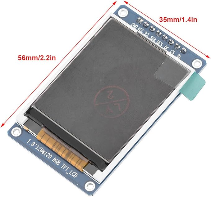 Bewinner 1.8inch LCD Display Module, TFT Screen Module 128 x 160 Resolution Onboard Driver ST7735 SPI Interface, Full-Color LCD Screen Display Controller Module