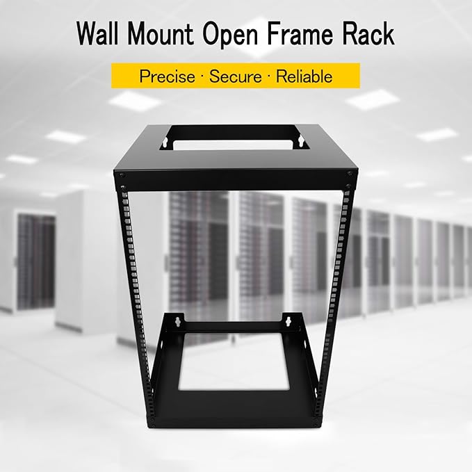 Raising Electronics 15U Wall Mount Open Frame 19 Inch Server Equipment Rack Threaded 15 Inch Depth Black (15U)