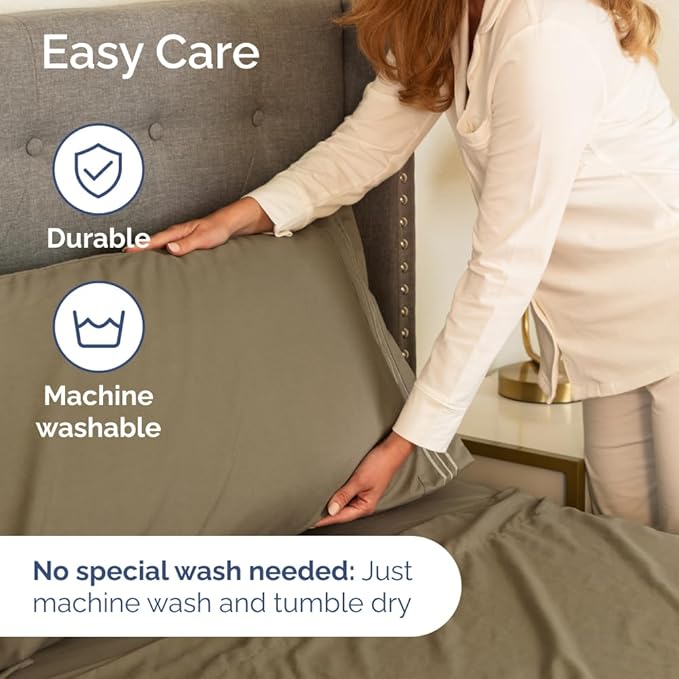 Full XL Bed Sheet Set - 4 Piece Extra Long Extended Full XL Sheets - Soft, Breathable & Cooling - Fits 8" to 16" Mattress with Deep Pockets - 54" x 80" - Easy-Fit, Wrinkle and Fade Resistant - Khaki