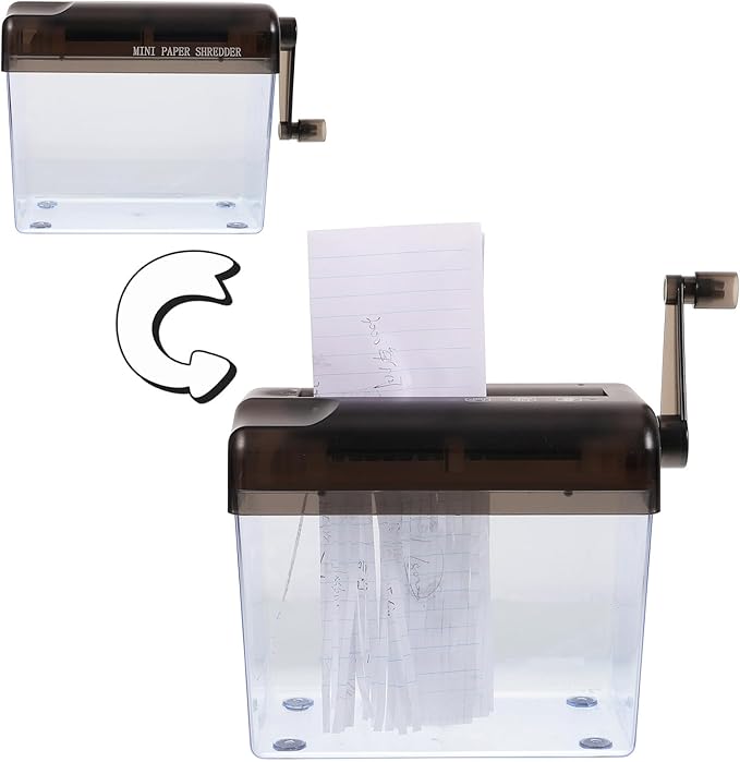 ifundom Manual Paper Shredder Small Desktop Handheld Wear-Resistant Shredder for Home Office Use A6 Size Gray