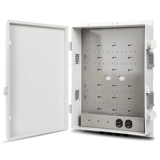 Namunanee Outdoor Electrical Junction Box with High Power Outlet, ABS Water Resistant Enclosure with Internal Mounting Panel & Hinged Cover. (18.1" H* 12.6" L* 4.3" W & Outlet)