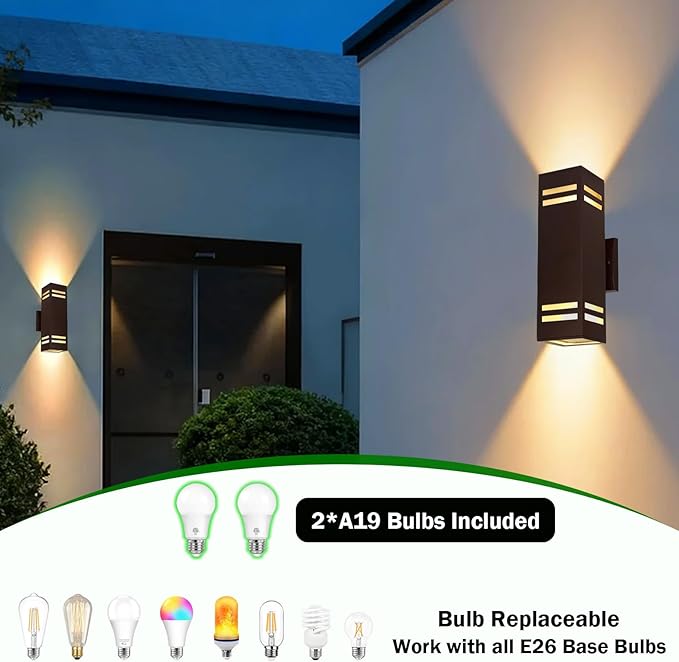 iYogaled Dusk to Dawn Outdoor Wall Lights Fixture – ETL Listed, Aluminum Waterproof Wall Mount Square Design- Modern Exterior Lighting Outdoor Wall Sconce for Porch, Patio, Front Door