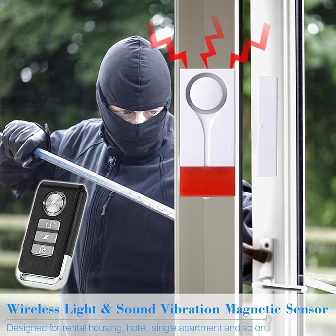Meichoon Window Door Alarm Sensors for Home Security Wireless with Remote Control Anti Theft Burglar for Pool Gate Garage Apartment and RV Personal Security Kids Safety