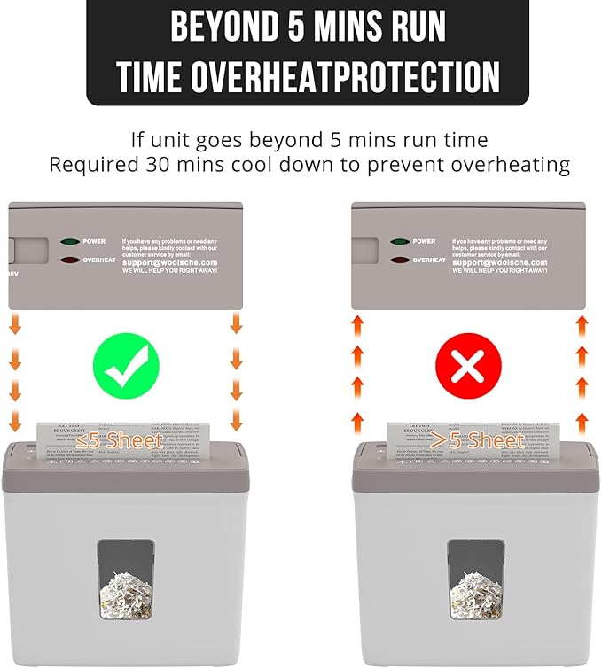 Suntiko 5-Sheet Cross Cut Paper Shredder for Home Office, P-4 High Security Level Document Shredder with 2.38 Gallon Bin, Jam Proof Design & Thermal Protection for Professional Use, Brown + White