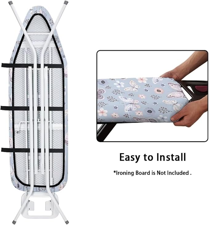 ZCFYGDX Butterfly Cherry Blossom Print Ironing Board Cover Decor - 18 x 58 inch Elastic Edge 3 Bottom Nylon Buckle Straps, Stain Resistant & Resistant Scorch, Easy Installation Cover