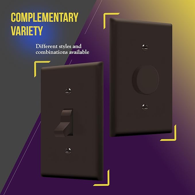 ENERLITES Toggle Light Switch Wall Plate, Gloss Finish, Standard Size 1-Gang 4.50" x 2.76", Unbreakable Polycarbonate Thermoplastic, 8811-BR-10PCS, Brown (10 Pack)